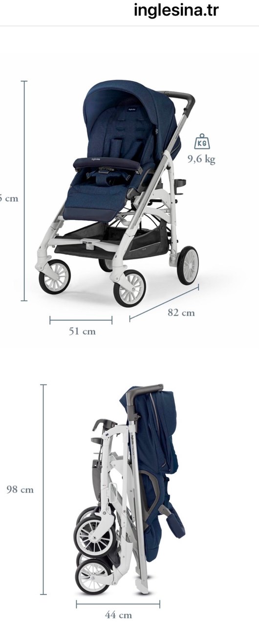 İnglesina  Bebek Arabası Gri Detaylı - Görsel 5