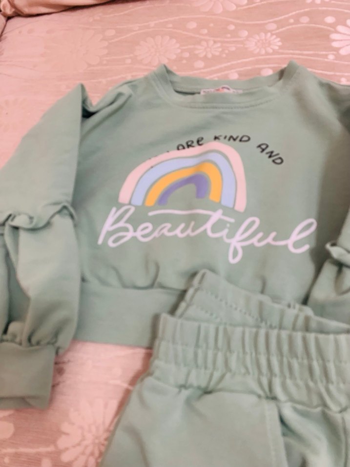 Pastel Renkli Kız Bebek Fırfırlı Takım - Görsel 5