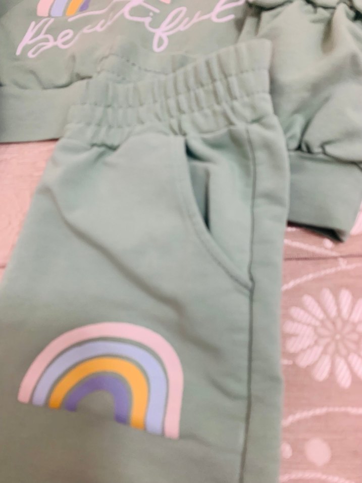 Pastel Renkli Kız Bebek Fırfırlı Takım - Görsel 4