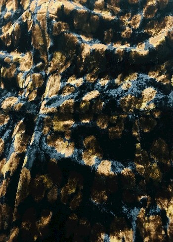 Zara kadife Uzun Kollu Kahverengi Desenli elbise - Görsel 6