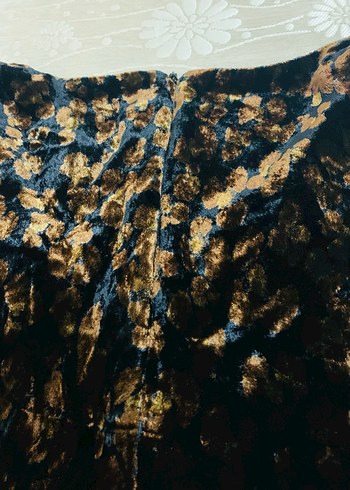 Zara kadife Uzun Kollu Kahverengi Desenli elbise - Görsel 5