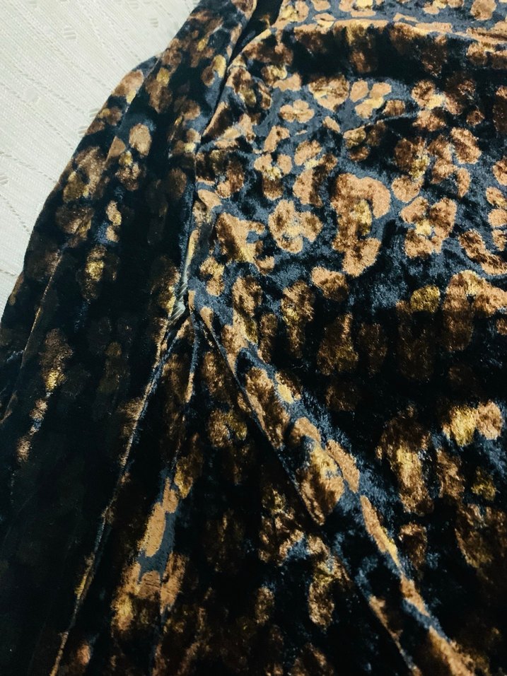 Zara kadife Uzun Kollu Kahverengi Desenli elbise - Görsel 4