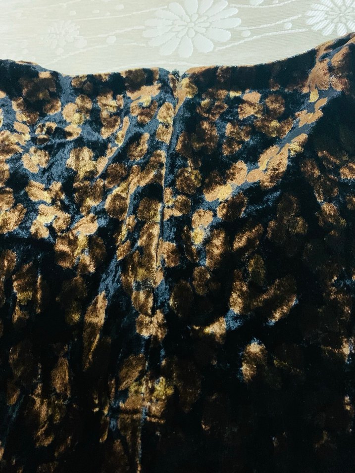 Zara kadife Uzun Kollu Kahverengi Desenli elbise - Görsel 5