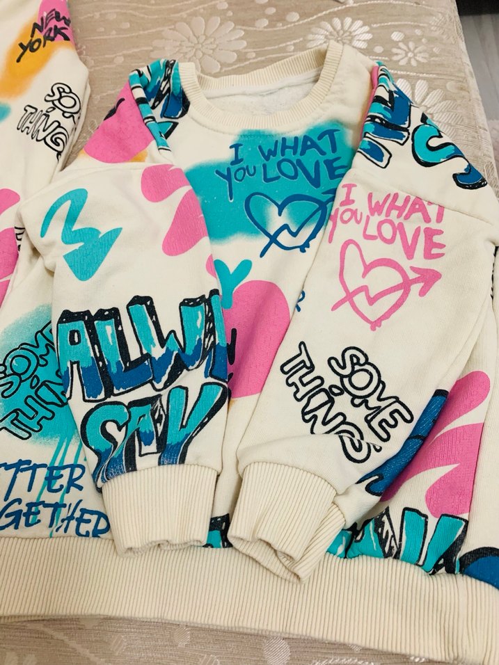 Renkli Baskılı Kız eşofman - Görsel 2