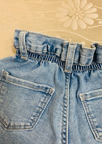 Zara Kızlar için Düğmeli Bol Kesim Kot Şort - Görsel 5