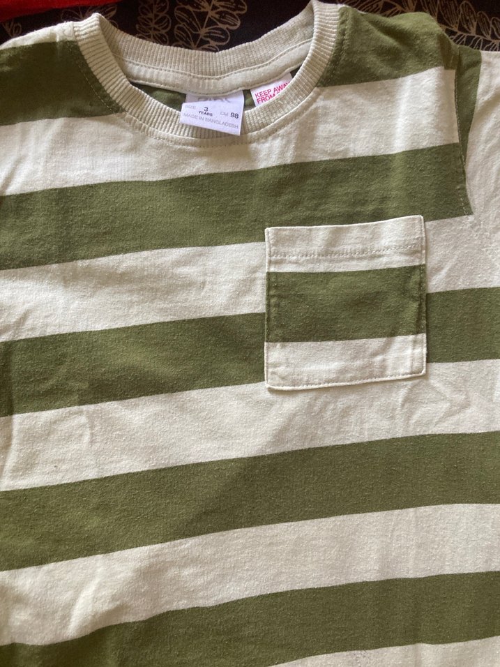 Erkek Çocuk Kısa Kollu Yeşil Çizgili Tişört - Görsel 2