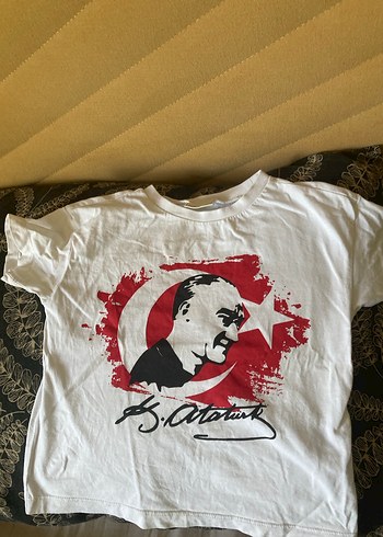 Defacto Baskılı Beyaz Pamuklu Kısa Kollu Atatürk Tişört