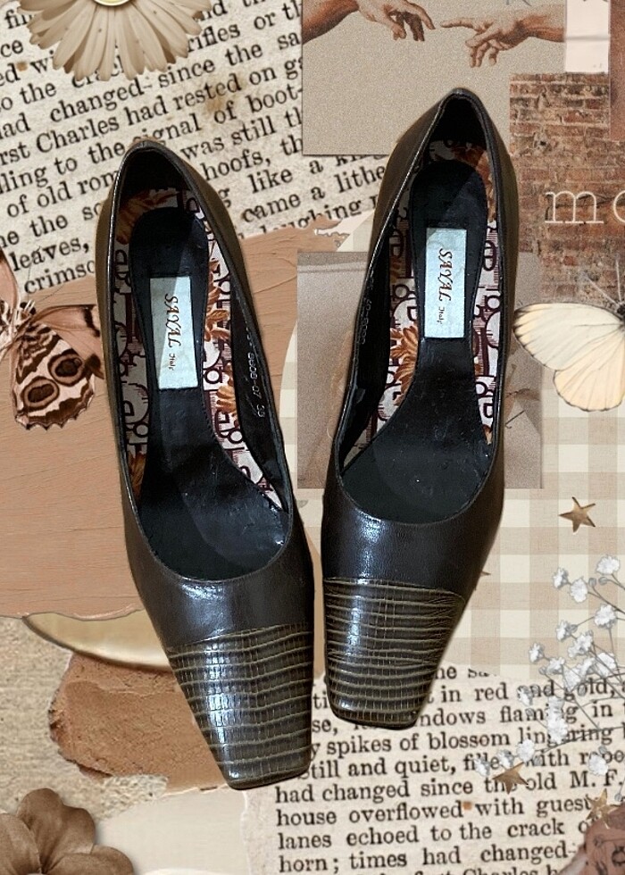 vintage acı kahve topuklu y2k - Görsel 2