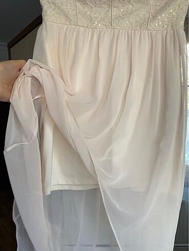 Forever new pullu straplez elbise - Görsel 6