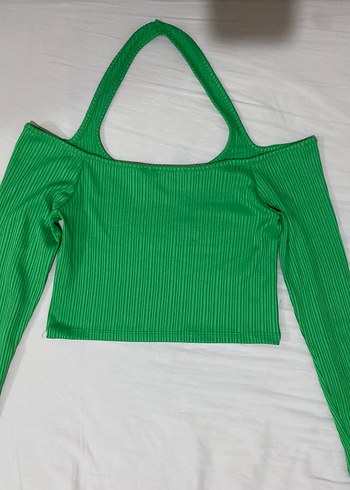 koton omuzları açık Uzun Kollu Crop Top - Görsel 5