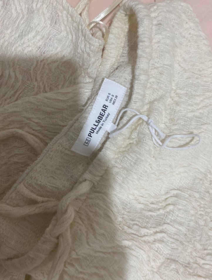 Pull and bear dokulu rustik ekru takım - Görsel 5