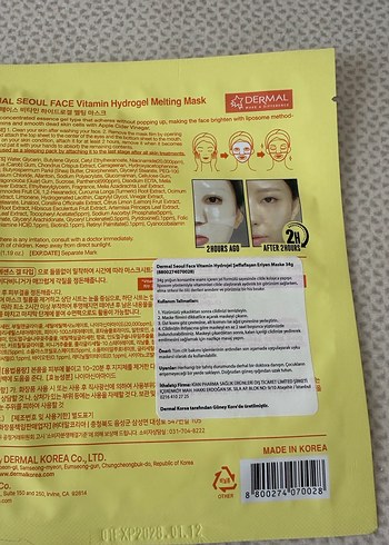 Luvum ve Seoul Vitamin Hidrojel Yüz Maskeleri - Görsel 7