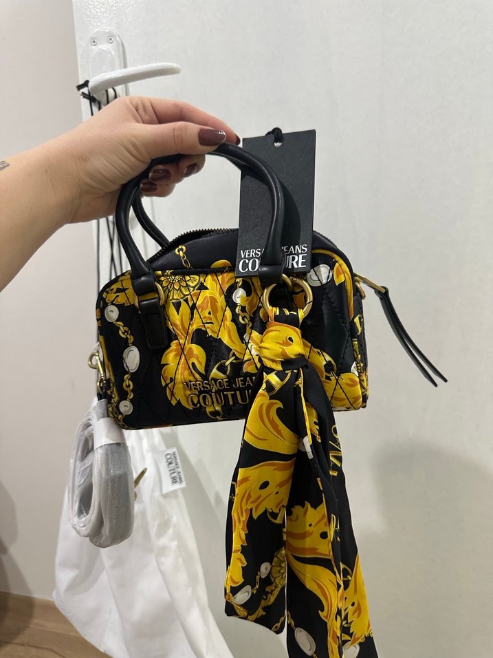 Sarı Baskılı Velcro Detaylı Kadın Çanta - Görsel 5