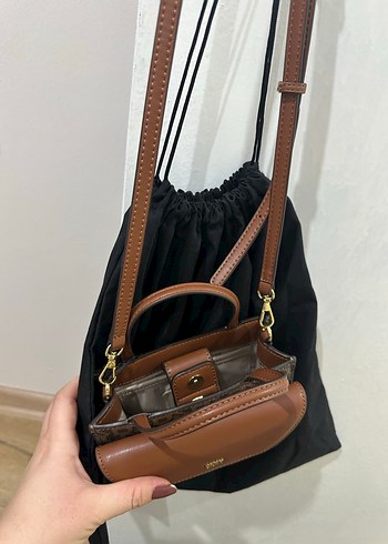 Baskılı Kahverengi Deri Kadın Çanta - Görsel 5