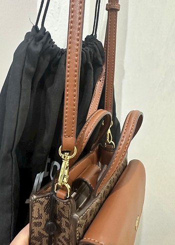 Baskılı Kahverengi Deri Kadın Çanta - Görsel 3