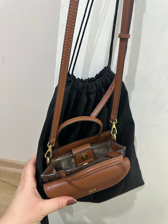 Baskılı Kahverengi Deri Kadın Çanta - Görsel 5