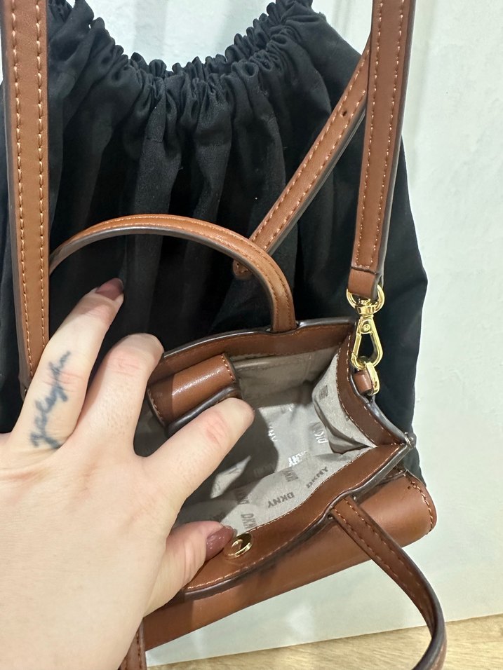 Baskılı Kahverengi Deri Kadın Çanta - Görsel 4