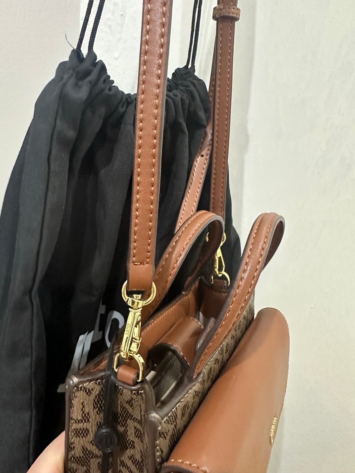 Baskılı Kahverengi Deri Kadın Çanta - Görsel 3