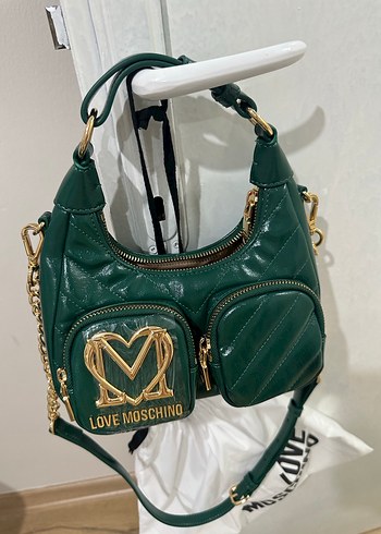 Love Moschino Yeşil Deri Fermuarlı Çanta - Görsel 3