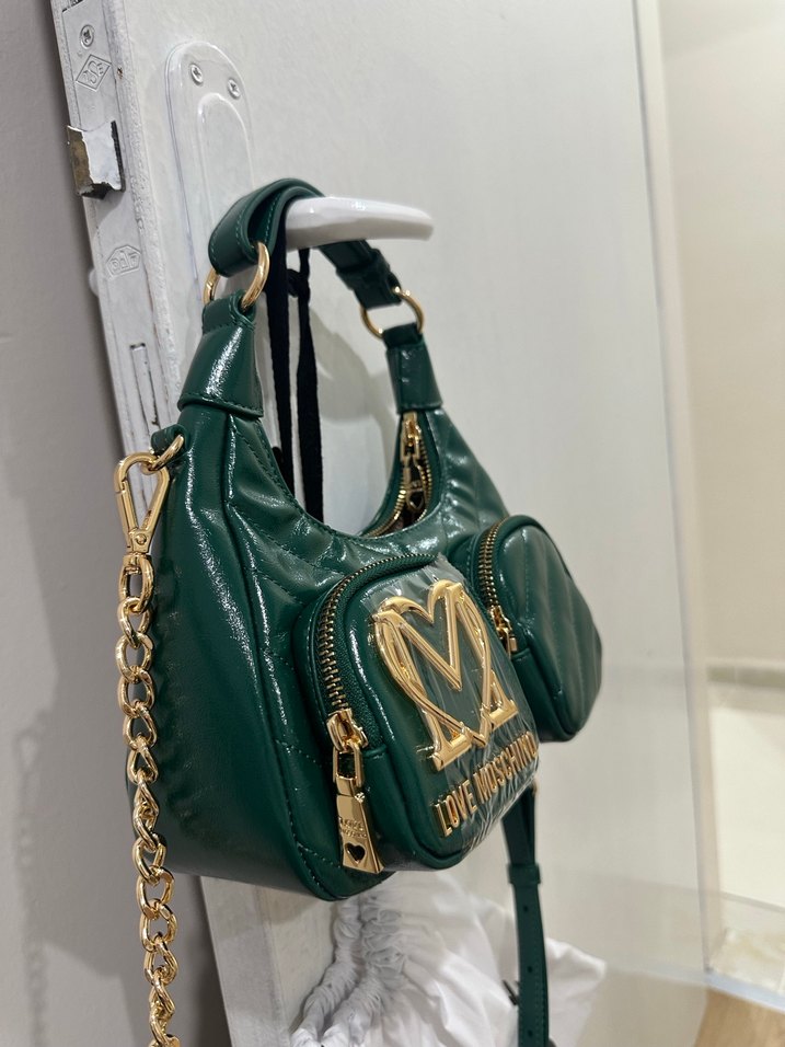 Love Moschino Yeşil Deri Fermuarlı Çanta - Görsel 4