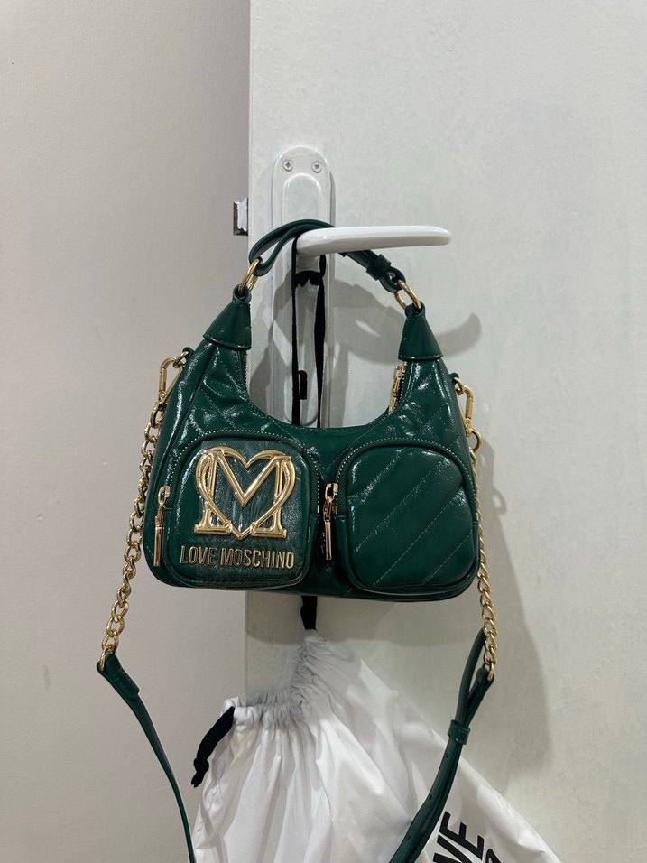 Love Moschino Yeşil Deri Fermuarlı Çanta - Görsel 2