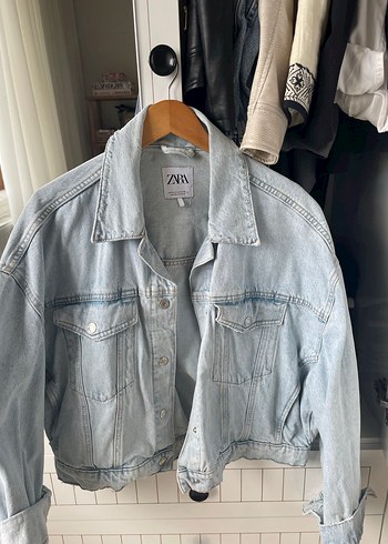 Gri Oversize Kadın Denim Ceket