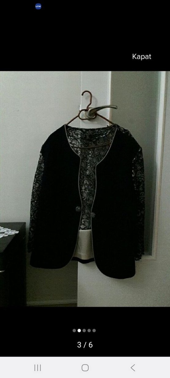 Düğmeli Siyah Midi Kadın Takım Elbise - Görsel 3