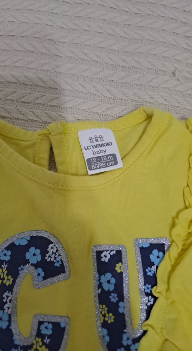 Sarı Çiçekli 2li Kız Çocuk Tişörtü - Görsel 3