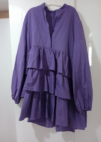 Zara Romantik Mor Katmanli Tunik Elbise