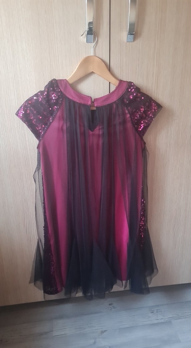 Pembe Payetli Siyah Kız Çocuk Elbisesi — görsel 3/3