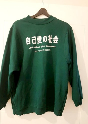 m Beden Yeşil Baskılı Kadın Sweatshirt