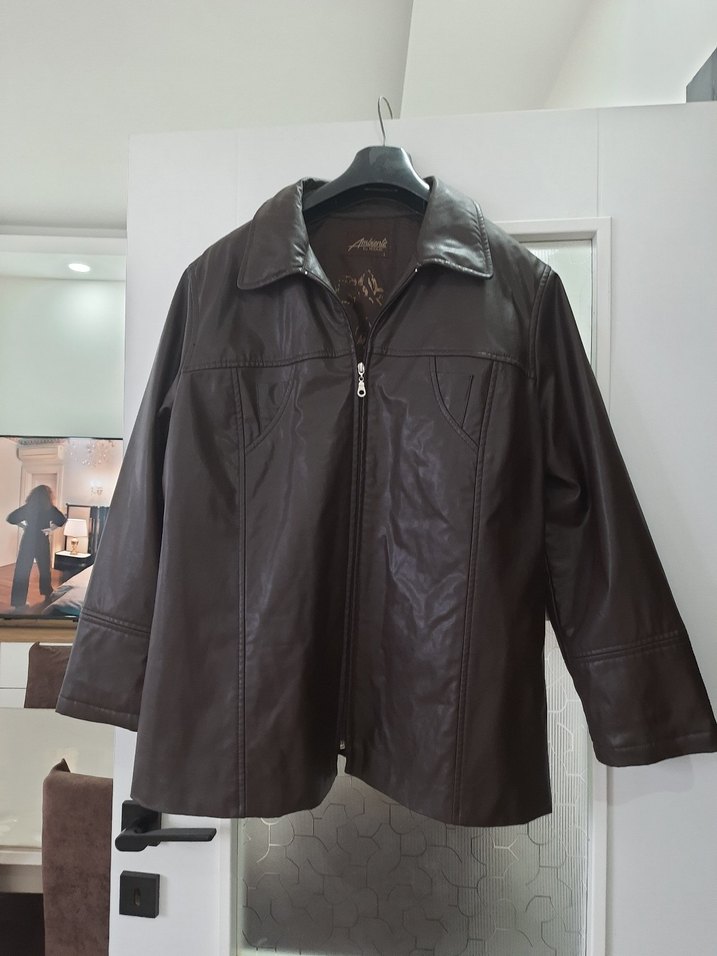 Kahverengi Deri Uniseks Ceket - Görsel 2