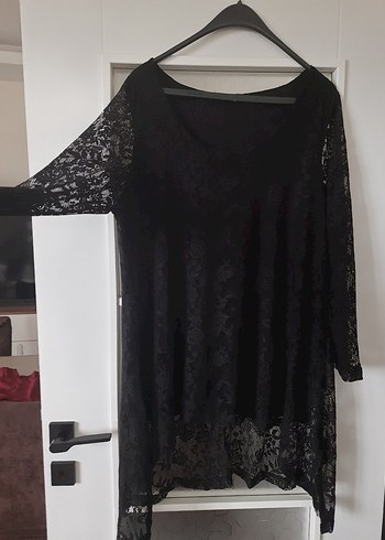 Dantel Detaylı Siyah Büyük beden abiye bluz - Görsel 2
