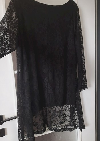 Dantel Detaylı Siyah Büyük beden abiye bluz - Görsel 6