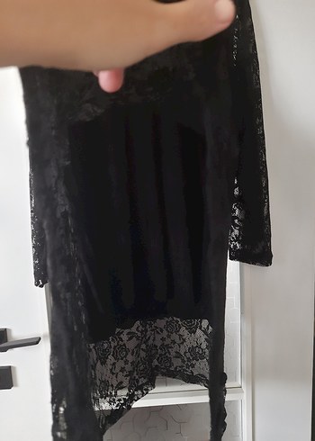 Dantel Detaylı Siyah Büyük beden abiye bluz - Görsel 4