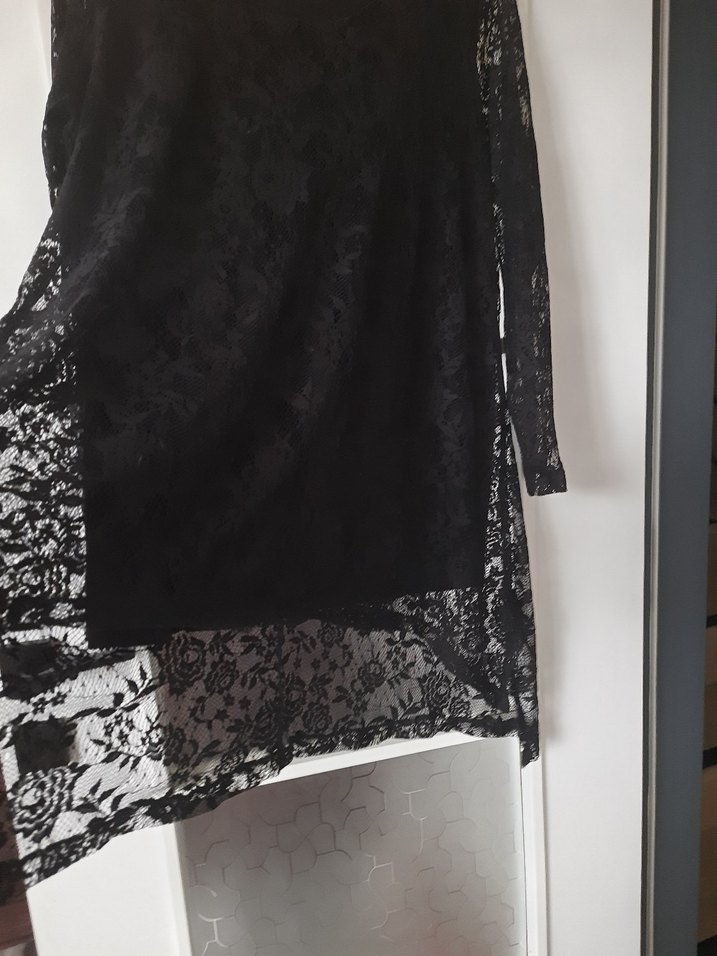 Dantel Detaylı Siyah Büyük beden abiye bluz - Görsel 3