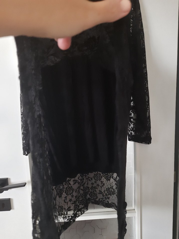 Dantel Detaylı Siyah Büyük beden abiye bluz - Görsel 4