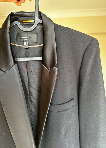 Mango Siyah Saten Yaka Blazer Ceket