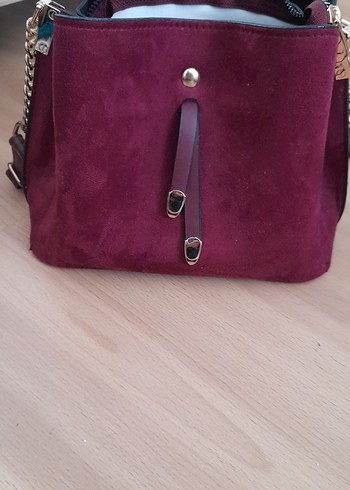 Bordo Süet Tokalı Kadın Çanta