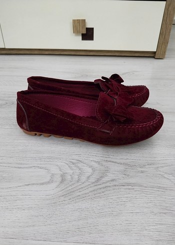 Diğer Bordo Kadife Puskullu Rahat Loafer
