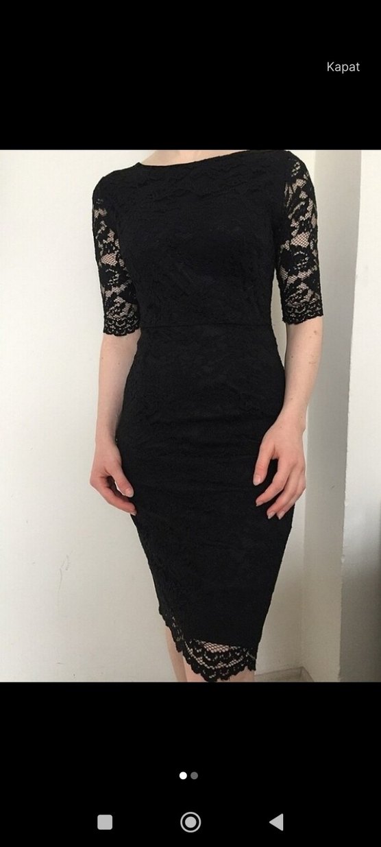 Siyah Dantelli Midi Gotik Elbise - Görsel 2