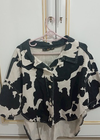 Düğmeli Siyah Beyaz Batik Denim Gömlek - Görsel 3