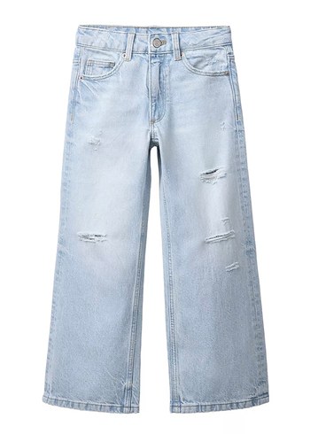 Zara 13 14 Yas Acik Mavi Yikamali Rahat Denim Jean