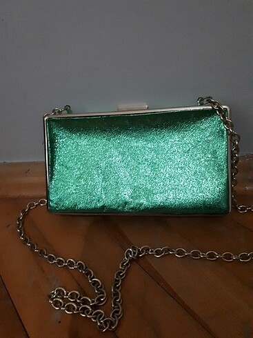 Yeşil simli clutch portföy canta