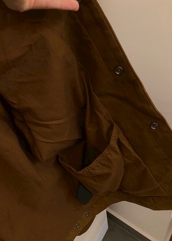 Pull and Bear Düğmeli Kahverengi Süet Erkek Ceket