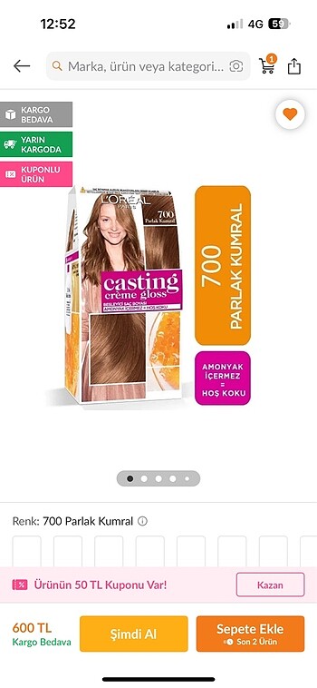 Loreal casting 700 parlak kumral