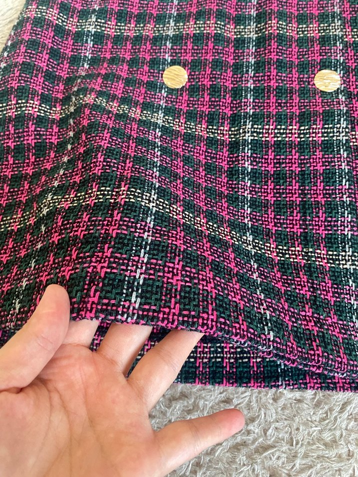 Düğmeli Kareli Mini Etek - Görsel 3