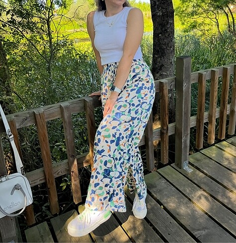 xs Beden çeşitli Renk Renkli kumaş saten pantolon