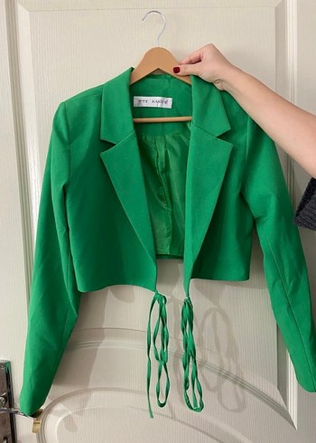 Zara Canli Yesil Crop Blazer