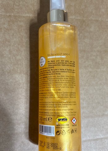 Bee Beauty Bee Beauty Gold Işıltılı Vücut Spreyi 250 ml